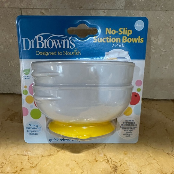 Dr. Brown's No-Slip Suction Bowls - White and Yellow - Picture 2 of 7